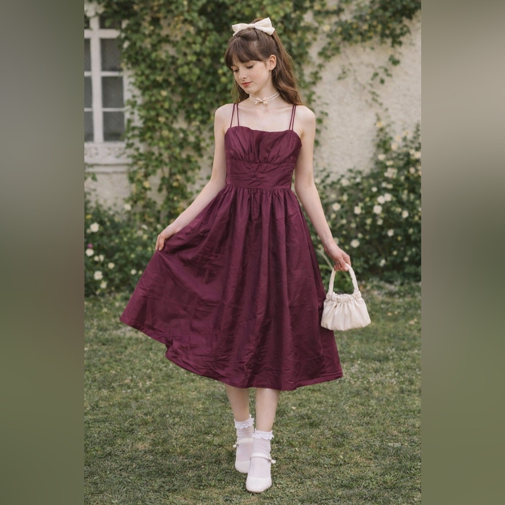 Vintage 80's Jessica McClintock Gunne Sax Midi Dress Party Prom‎ Size 7 Purple